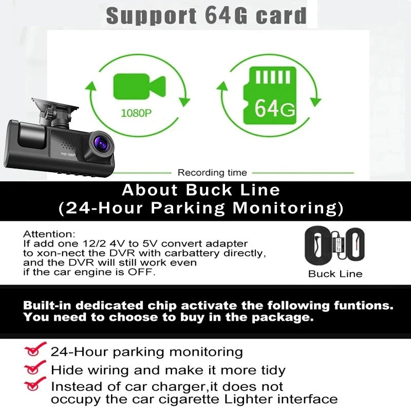 3-Lens Inside Dash Cam